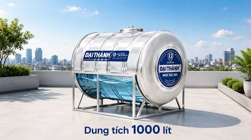 Dung tích - Bồn nước inox ngang 1000 lít Đại Thành BI-DT304-1000N