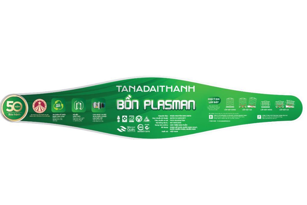 Bồn nước nhựa đứng 1500 lít Tân Á Đại Thành Plasman BN-PL1500D Màu Xanh lá