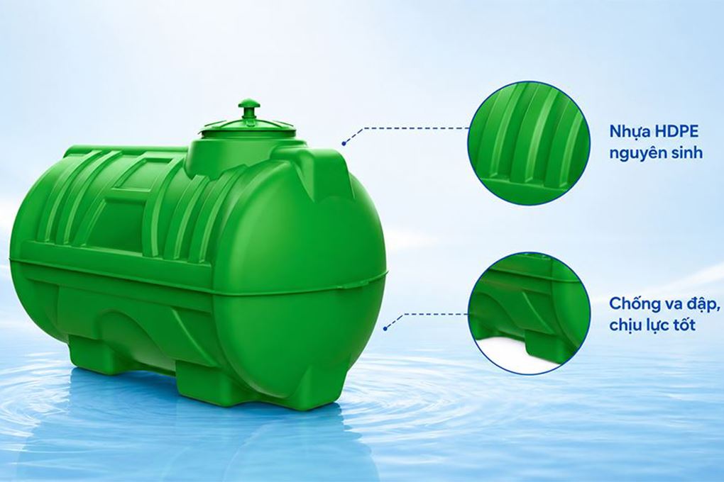 Bồn nước nhựa ngang 500 lít Tân Á Đại Thành Plasman BN-PL500N Màu Xanh lá