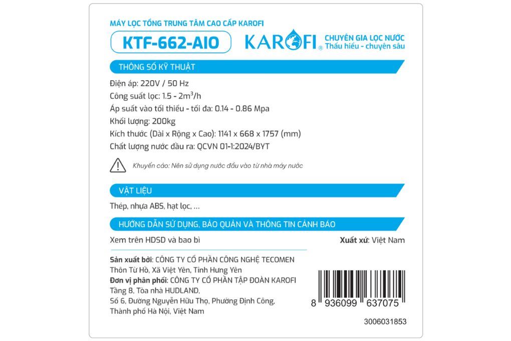 Máy lọc tổng đầu nguồn Karofi KTF-662-AIO - 6