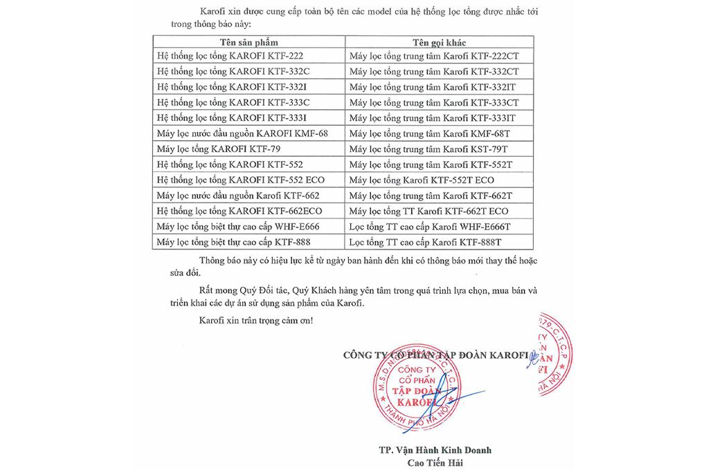 Máy lọc tổng đầu nguồn Karofi KTF-552 ECO Màu Đen