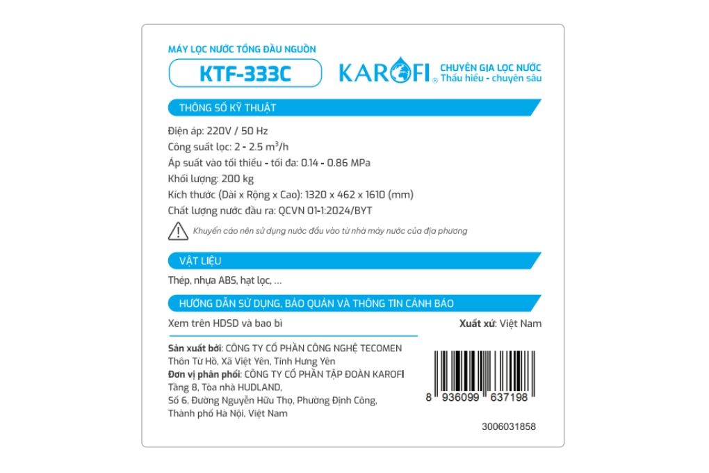 Máy lọc tổng đầu nguồn Karofi KTF-333C - 2