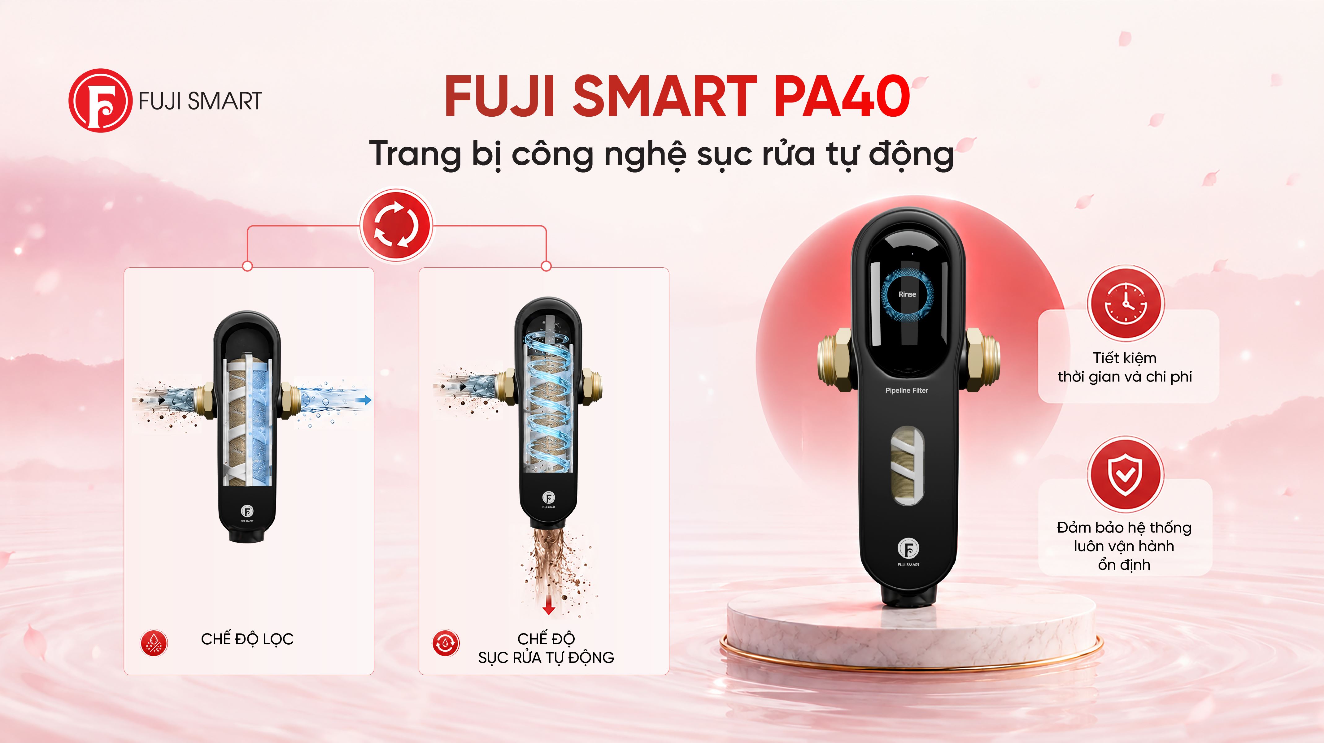 Máy lọc tổng đầu nguồn Fuji Smart PA40 Màu Đen