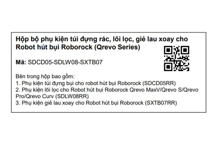 Bộ phụ kiện Robot hút bụi Roborock Qrevo 5AE/QR 798/Qrevo 5V1/Qrevo C Pro/ Qrevo S Pro Màu Trắng
