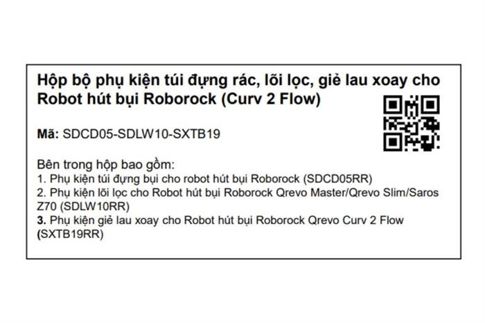 Bộ phụ kiện Robot hút bụi Roborock Qrevo Curv 2 Flow Màu Trắng