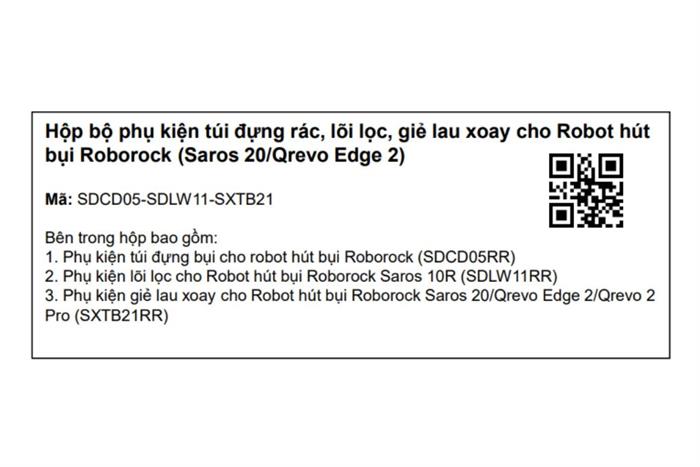 Bộ phụ kiện Robot hút bụi Roborock Saros 20/ Qrevo Edge 2 Màu Trắng