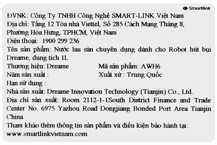 Nước lau sàn cho Robot hút bụi 1 lít Dreame Màu Trắng