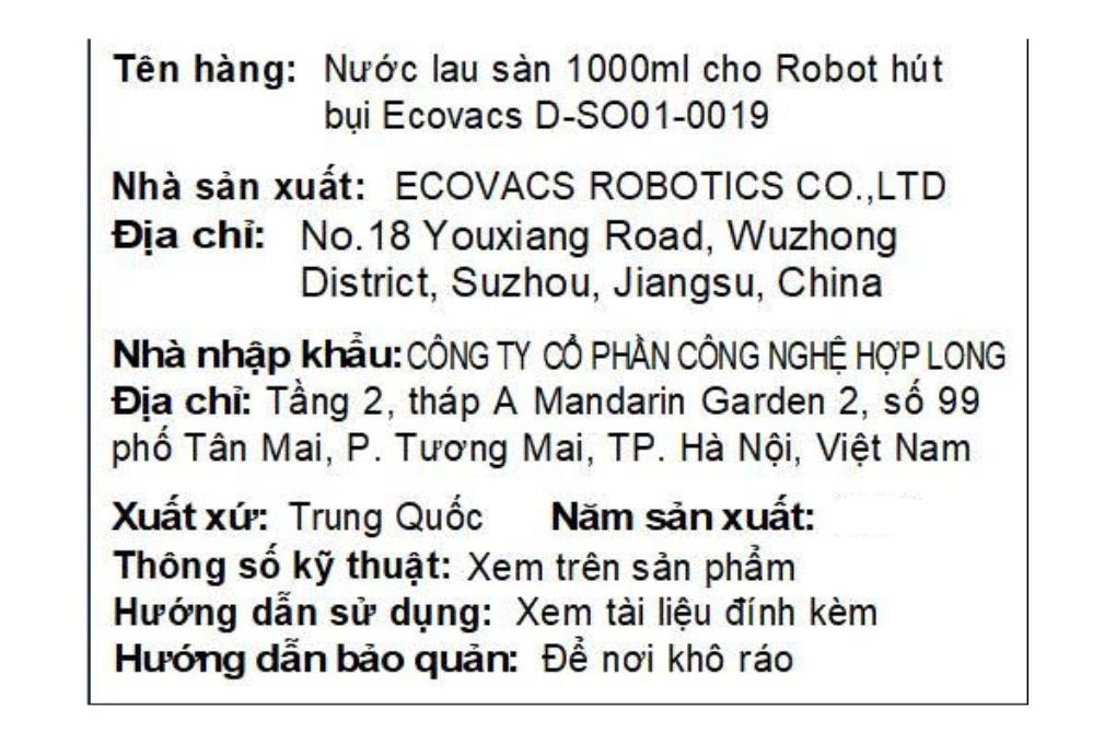 Nước lau sàn cho Robot hút bụi 1 lít Ecovacs D-SO01-0019 - 8