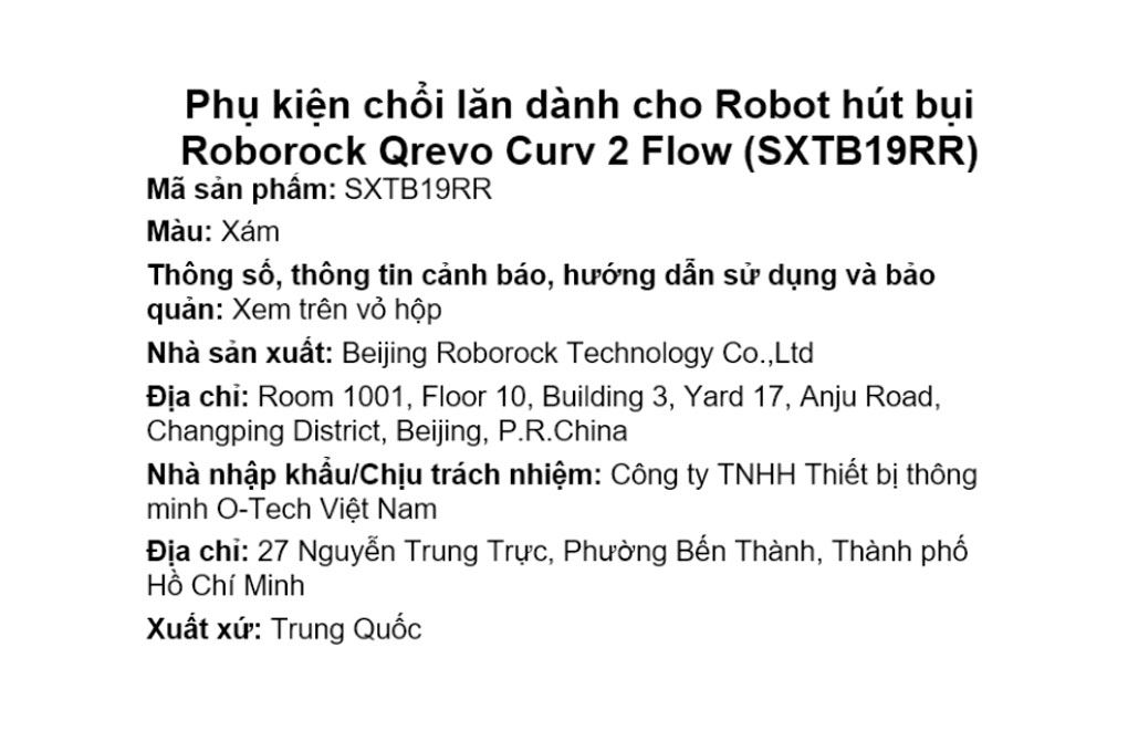 Phụ kiện Giẻ lau dùng cho Robot hút bụi Roborock Qrevo Curv 2 Flow Màu Trắng
