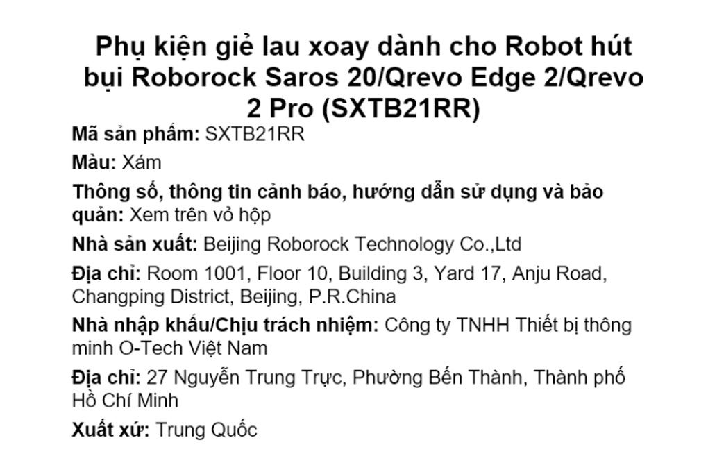 Phụ kiện Giẻ lau dùng cho Robot hút bụi Roborock Qrevo Edge 2 / Qrevo 2 Pro/ Saros 20 / Saros 20 Auto Màu Trắng