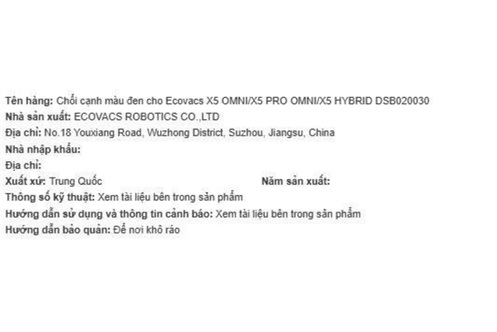 Phụ kiện Chổi cạnh dùng cho Robot hút bụi Ecovacs X5 PRO OMNI Màu Trắng