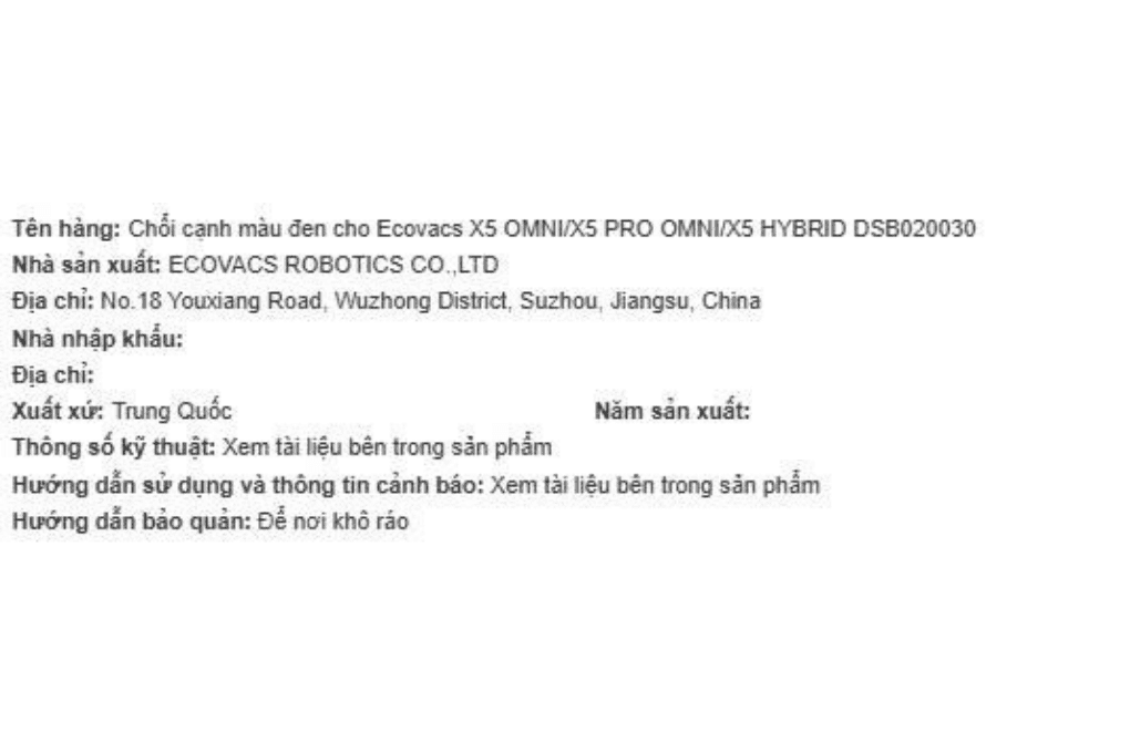 Phụ kiện Chổi cạnh dùng cho Robot hút bụi Ecovacs X5 PRO OMNI Màu Trắng
