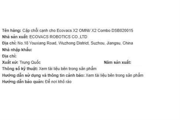 Phụ kiện Chổi cạnh dùng cho Robot hút bụi Ecovacs X2 COMBO/ X2 OMNI Màu Trắng