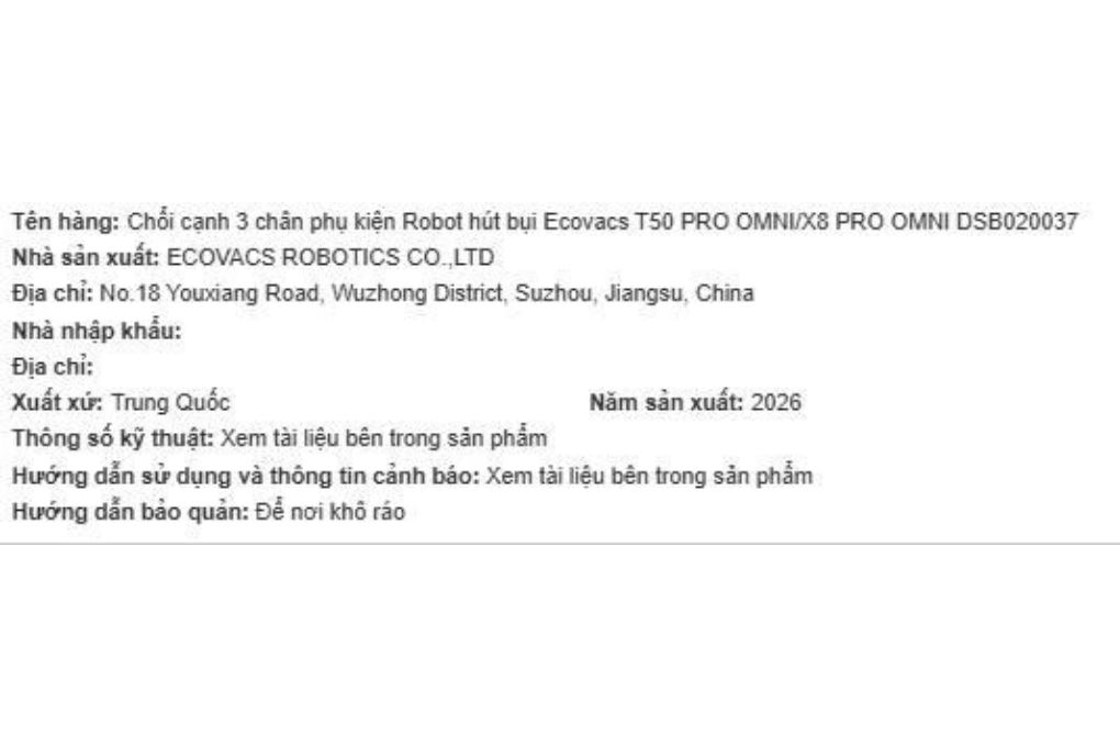 Phụ kiện Chổi cạnh dùng cho Robot hút bụi Ecovacs X8 PRO OMNI / T50 PRO OMNI Màu Trắng