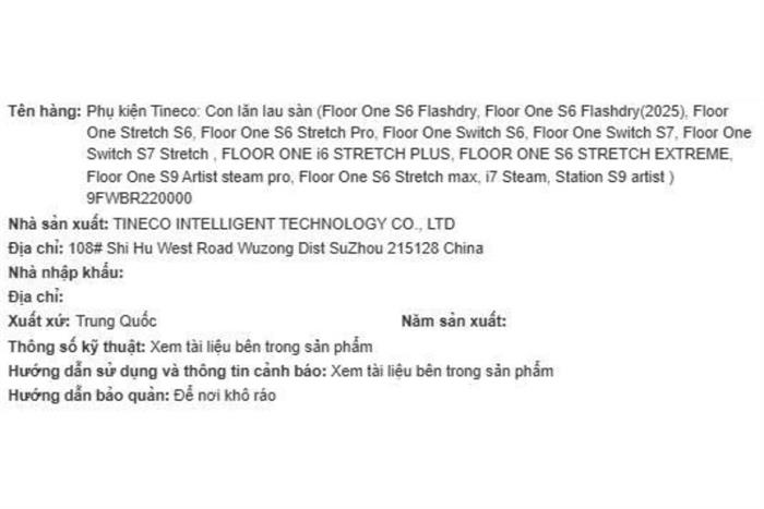 Phụ kiện Giẻ lau dùng cho Hút bụi lau sàn Tineco S6 Stretch Max/ S6 Stretch Extreme/ S9 Artist Steam Pro Màu Trắng
