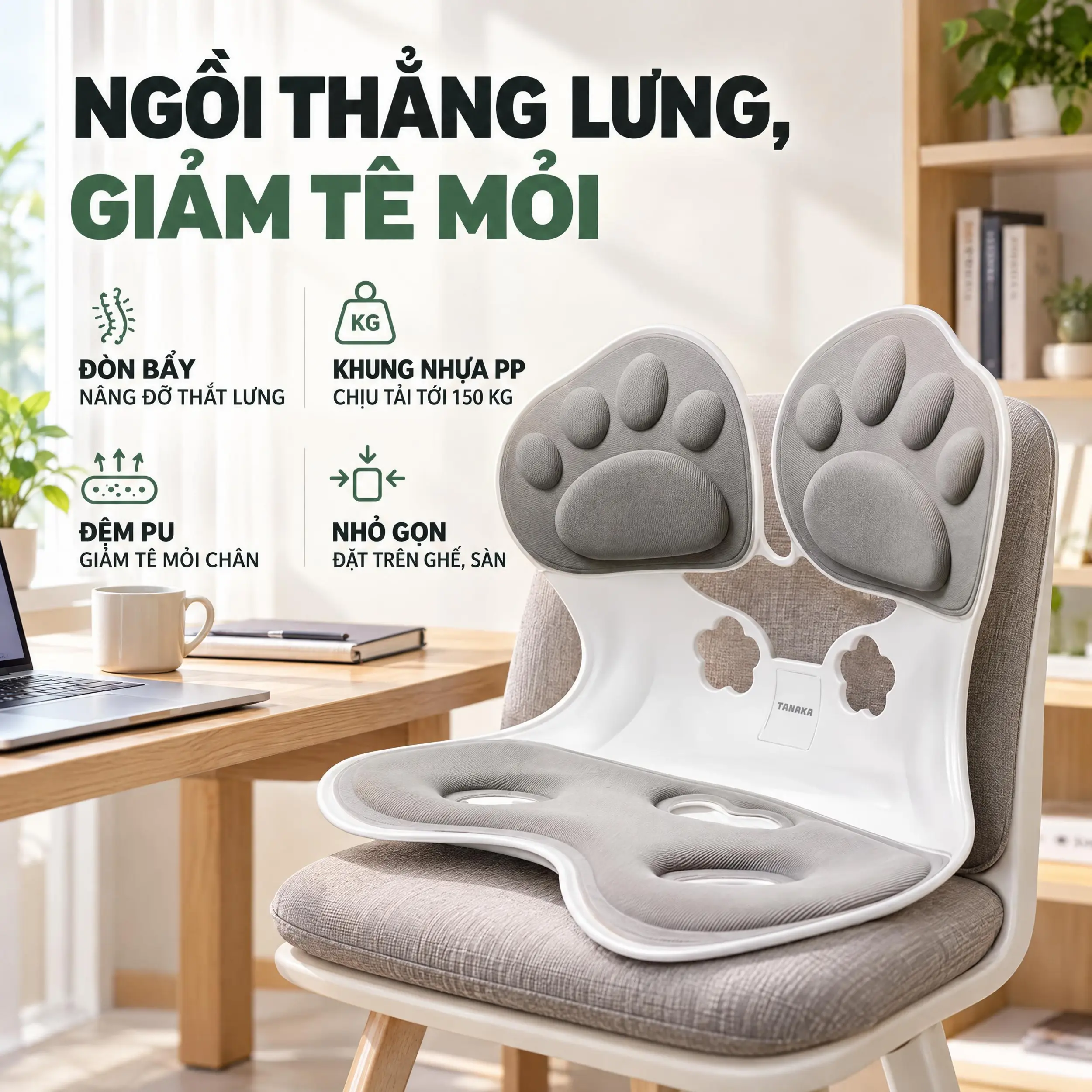 Ghế chỉnh dáng ngồi TANAKA CP-BR-GR Màu Xám