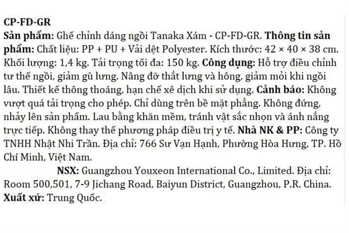Ghế chỉnh dáng ngồi TANAKA CP-FD-GR Màu Xám