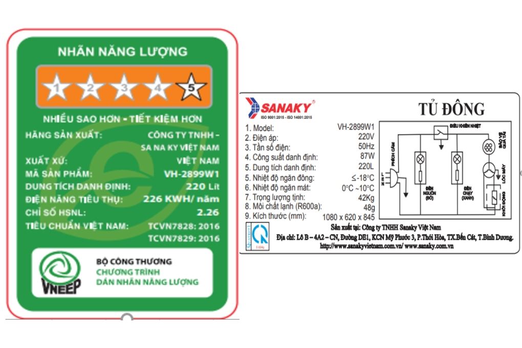 Tủ đông Sanaky 220 lít VH-2899W1 Màu Trắng