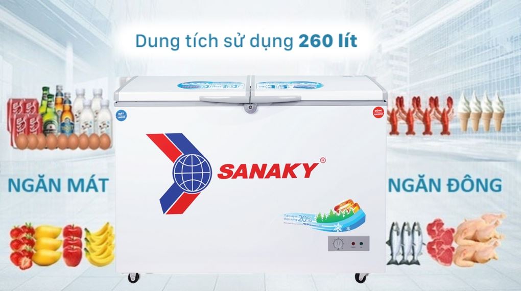 Dung tích 260 lít - Tủ đông Sanaky VH-3699W1 Dung tích 260 lít - Tủ đông Sanaky VH-3699W1