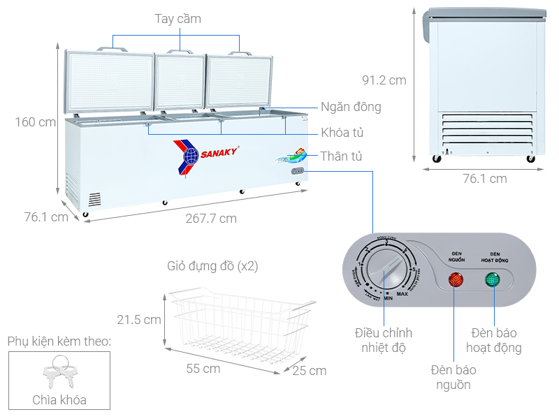 Tủ đông Sanaky 900 lít VH-1199HY