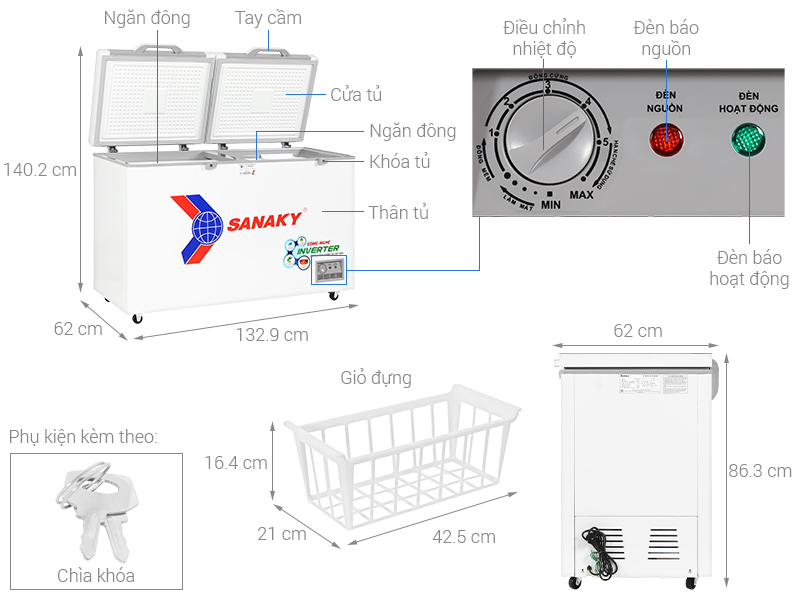 Tủ đông Sanaky Inverter 305 lít TD.VH4099A4K