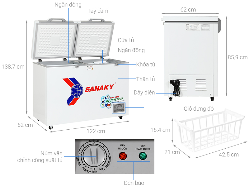 Tủ đông Sanaky Inverter 270 lít TD.VH3699A4K