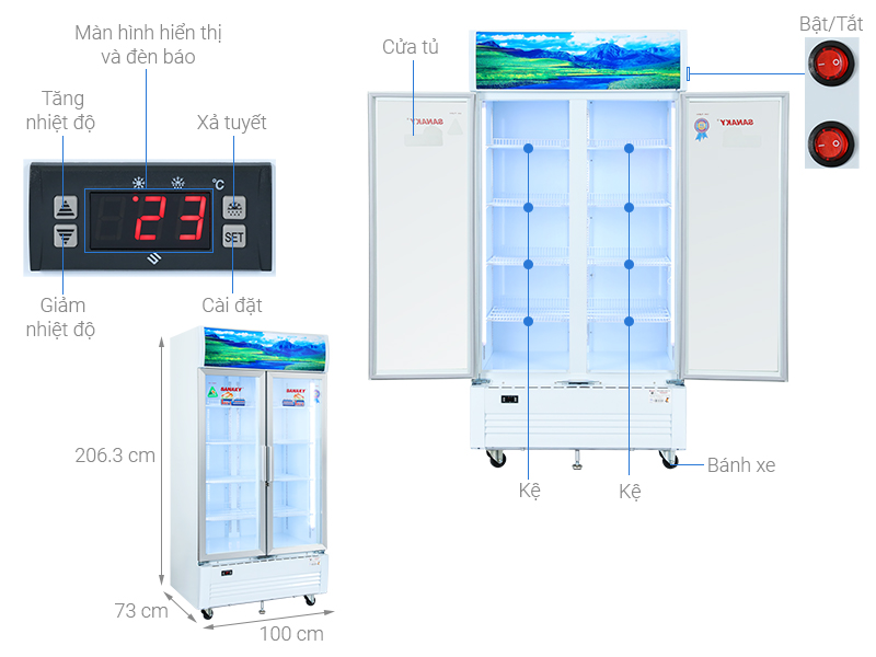 Tủ mát 2 cánh Sanaky 900 lít TM.VH1009HP