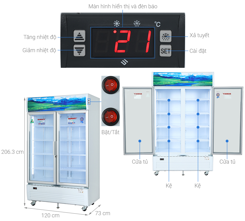 Tủ mát 2 cánh Sanaky Inverter 1100 lít TM.VH1209HP3