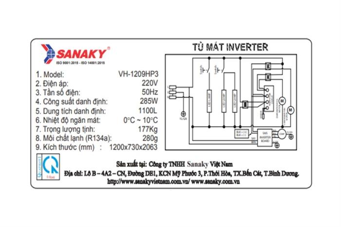 Tủ mát Sanaky Inverter 1100 lít TM.VH1209HP3 Màu Trắng