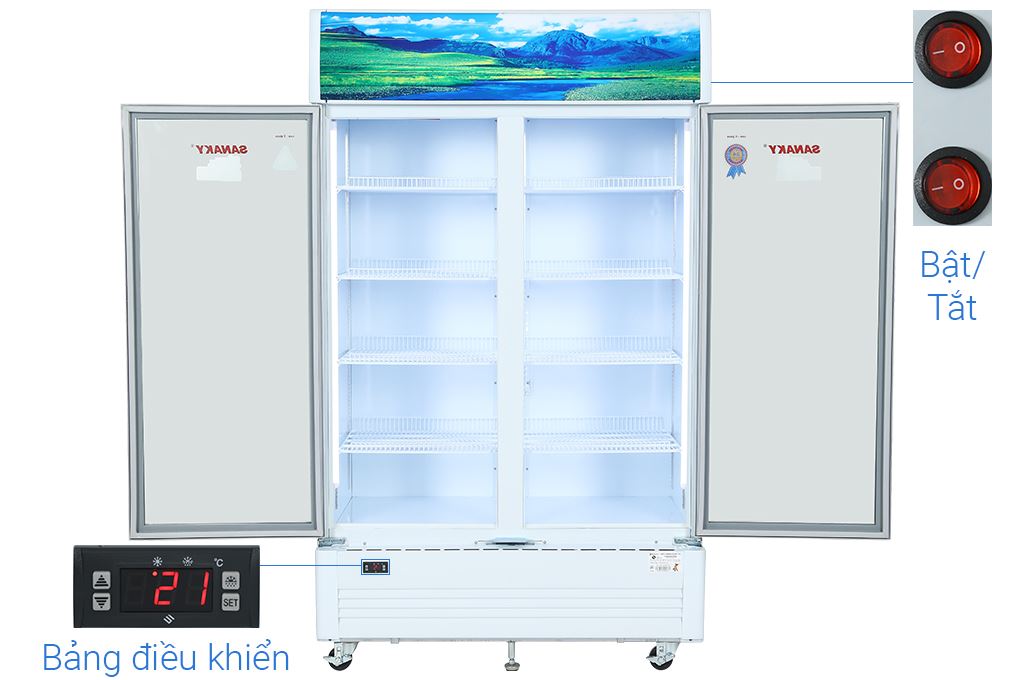 Tủ mát 2 cánh Sanaky Inverter 1100 lít TM.VH1209HP3 Màu Trắng