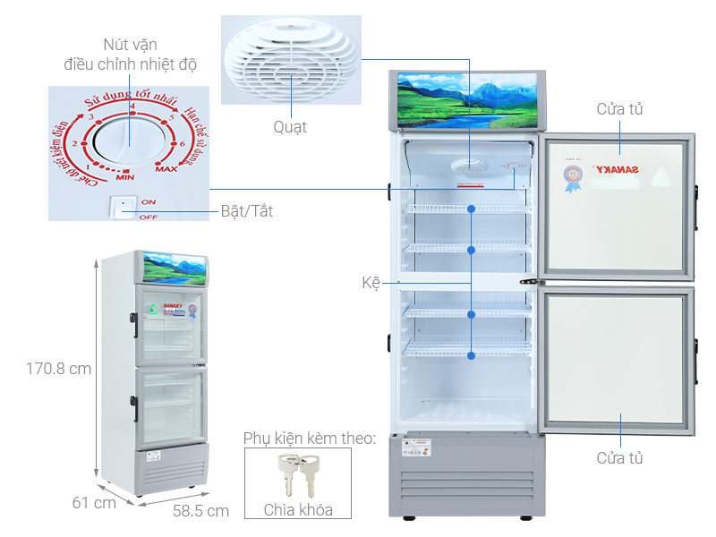 Tủ mát 2 cánh Sanaky 240 lít VH-308WL