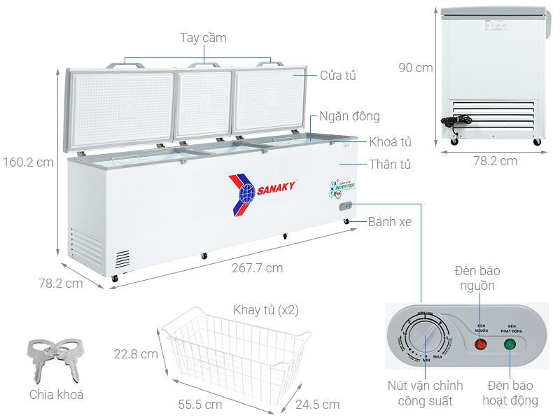 Tủ đông Sanaky Inverter 900 lít VH-1199HY3