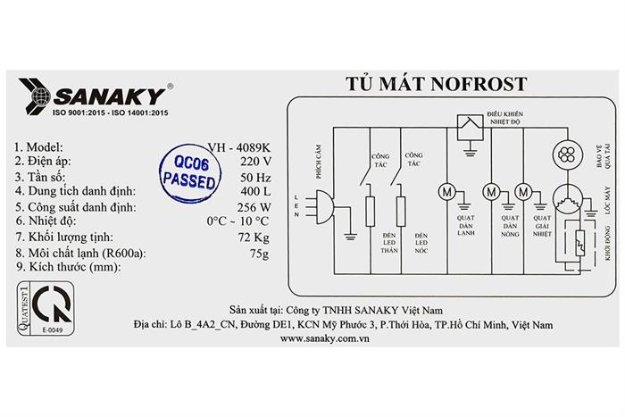 Tủ mát Sanaky 400 lít VH-4089K Màu Trắng