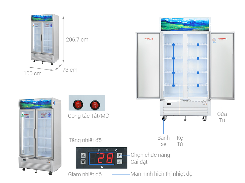 Tủ mát 2 cánh Sanaky Inverter 900 lít VH-1009HP3