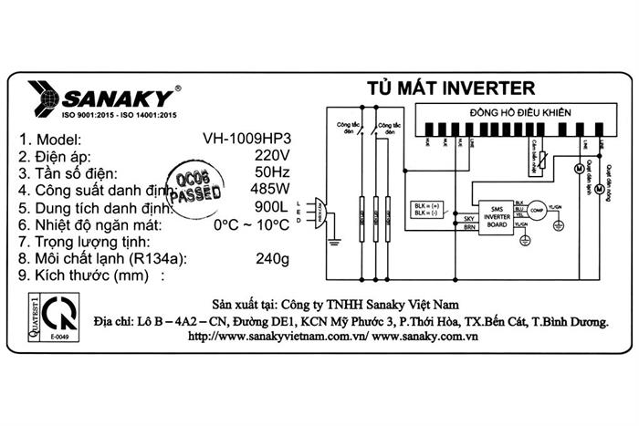 Tủ Mát Sanaky 900 lít Inverter VH-1009HP3 Màu Trắng