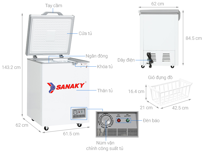 Tủ Đông Sanaky 100 lít VH162HY2