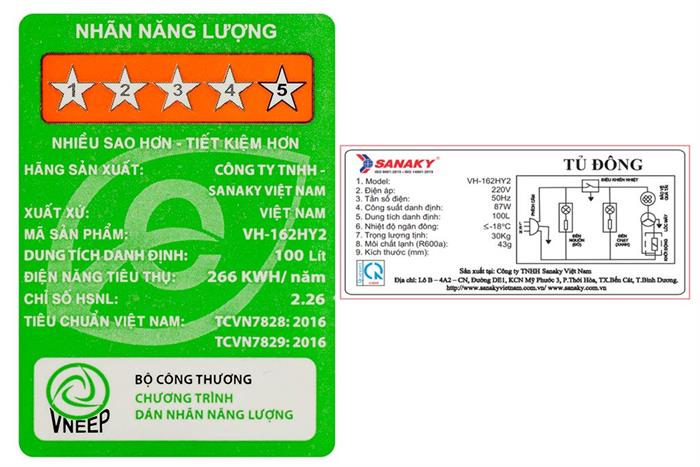 Tủ Đông Sanaky 100 lít VH162HY2 Màu Trắng - Kem