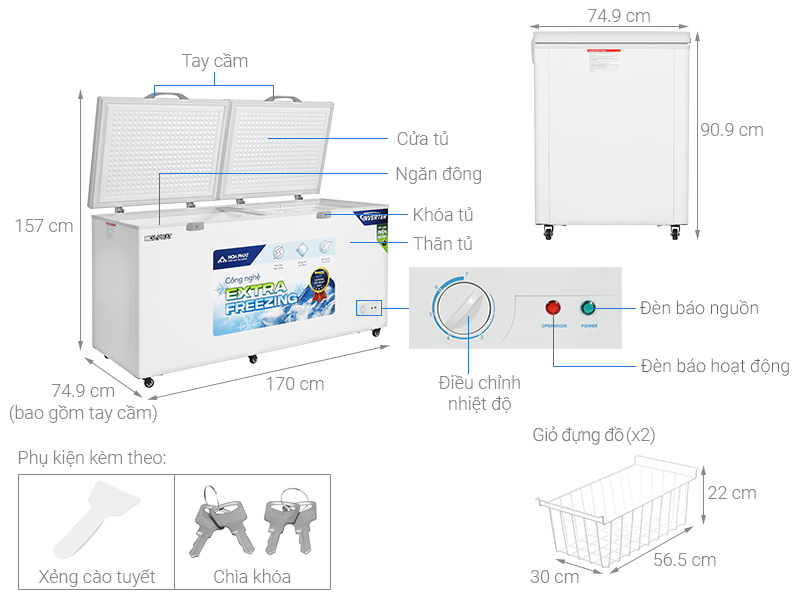 Tủ đông Hòa Phát Inverter 544 lít HPF AD8544