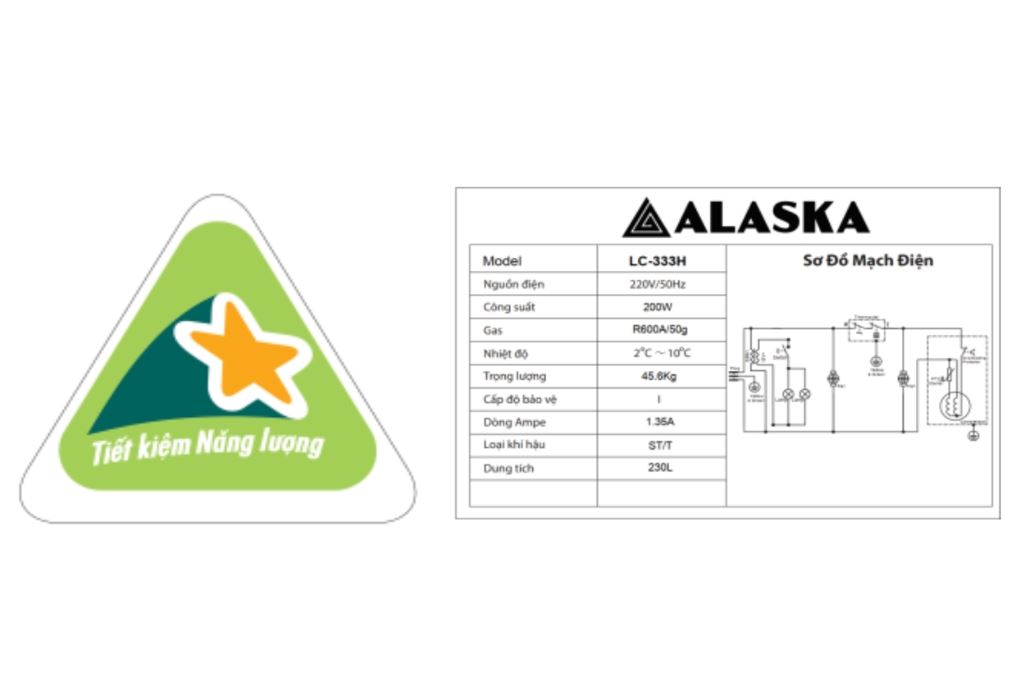 Tủ mát Alaska 230 lít LC-333H Màu Trắng