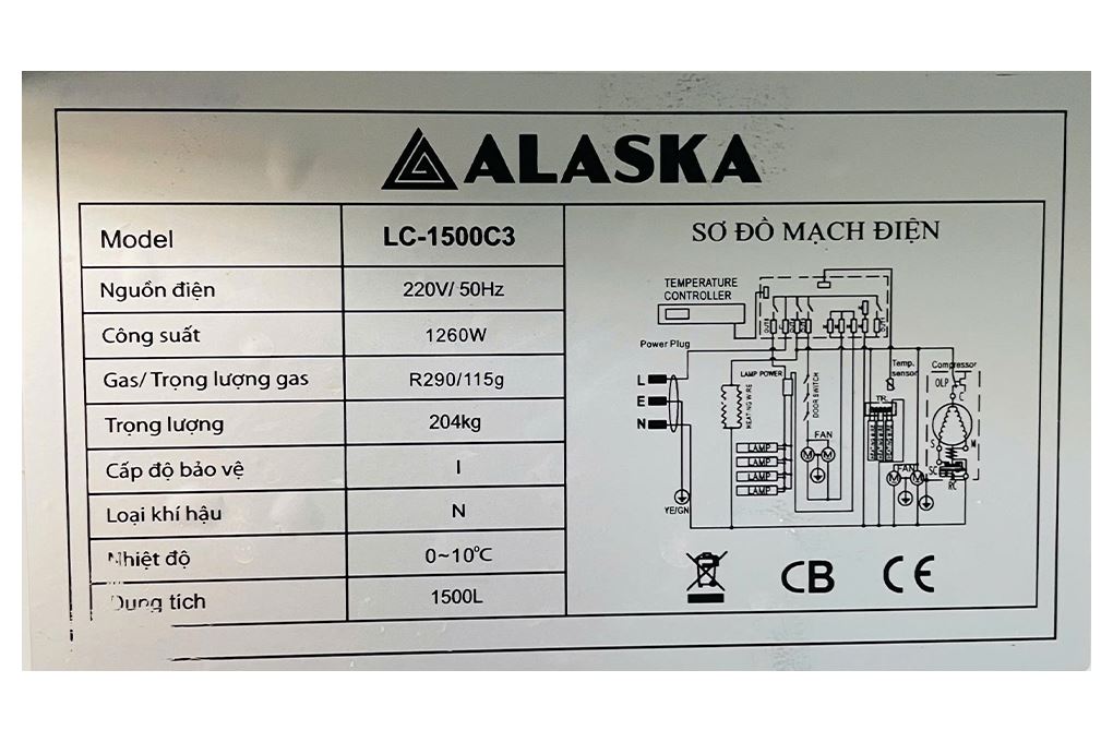 Tủ mát Alaska 1500 lít LC-1500C3 Màu Trắng