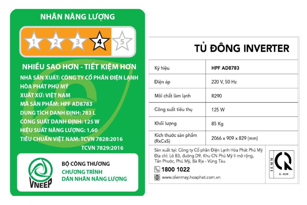 Tủ đông Hòa Phát Inverter 783 lít HPF AD8783 Màu Trắng
