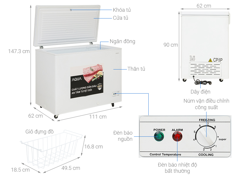 Tủ đông Aqua Inverter 301 lít AQF-C4001EN