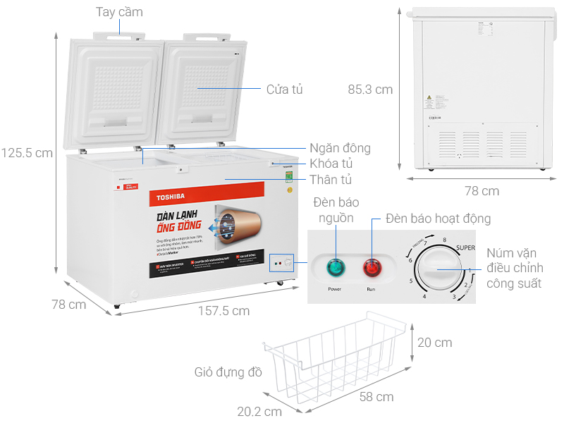 Tủ đông Toshiba Inverter 362 lít GR-RC470CM-PMV(01)