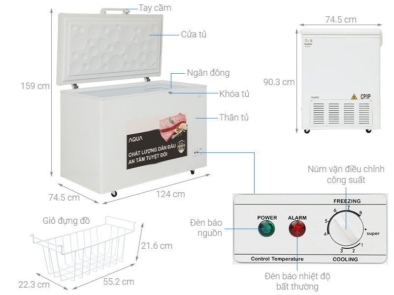 Tủ đông Aqua Inverter 379 lít AQF-C4801EN