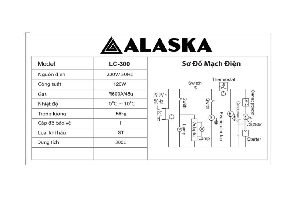 Tủ mát Alaska 300 lít LC-300 Màu Trắng