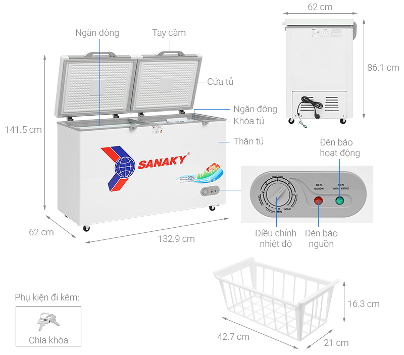 Tủ đông Sanaky 305 lít VH-4099A2KD