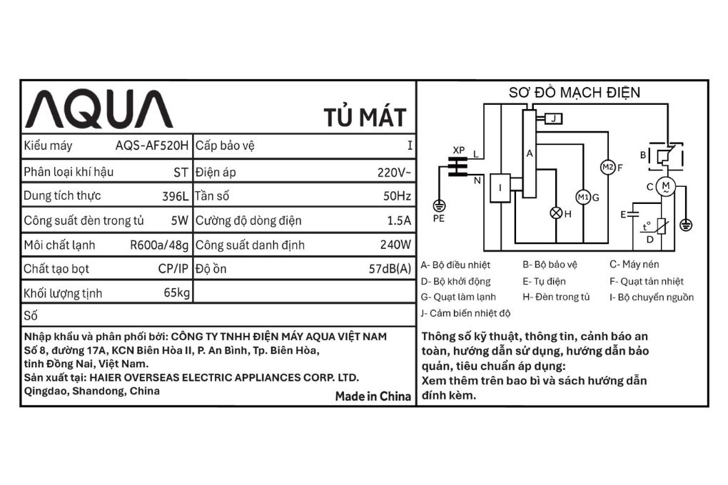 Tủ mát Aqua 396 Lít AQS-AF520H Màu Đen