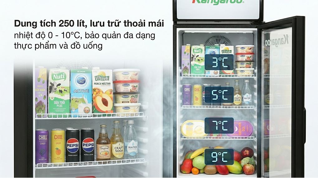 Tủ mát Kangaroo 250 lít KGSC250N1 - Dung tích sử dụng 250 lít Tủ mát Kangaroo 250 lít KGSC250N1 - Dung tích sử dụng 250 lít