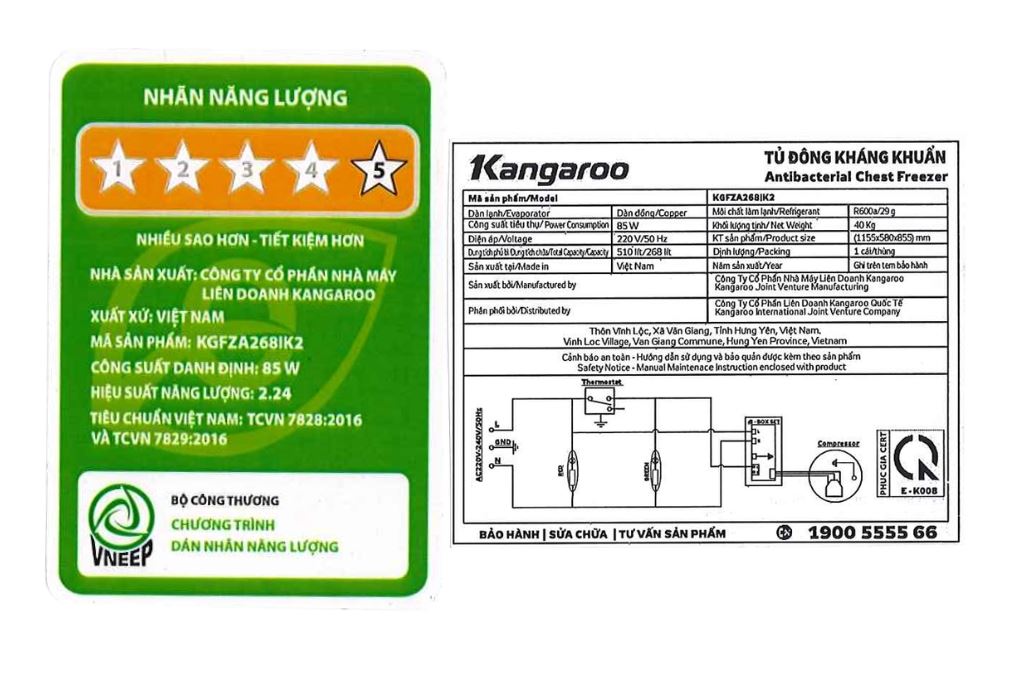 Tủ đông Kangaroo Inverter 268 lít KGFZA268IK2 Màu Xám đậm