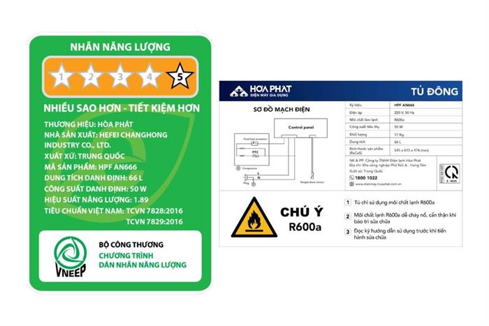 Tủ đông Hoà Phát 66 lít HPF AN666 Màu Trắng